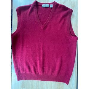 North Winds By Cotton Traders Men's Size L Red 100% Wool Sweater Vest Grandpa